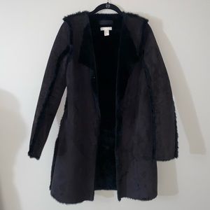 H&M Black Suede and Faux Fur Winter Jacket